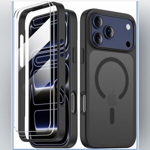 Black MagSafe iPhone Case with Screen Protector for 17 pro max